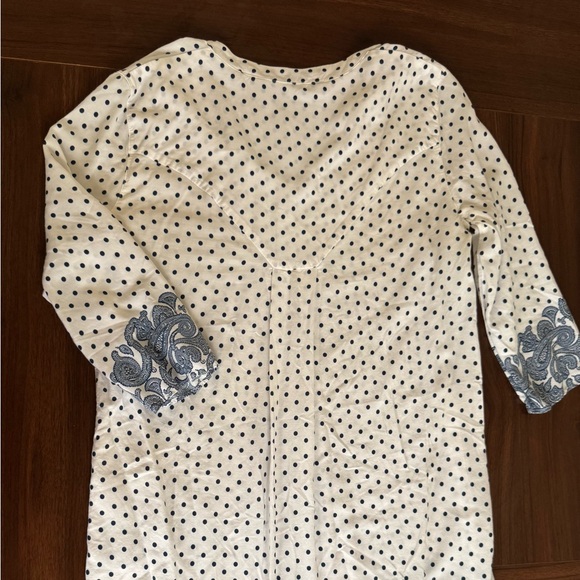Zara Basic Navy Polka Dot Top - Picture 3 of 7